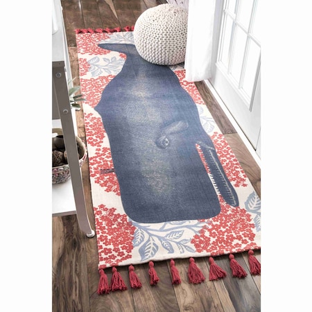 Nuloom Thomas Paul Flatweave Cotton Whale Area Rug 2ft 6in x 6ft TATP02A-2606